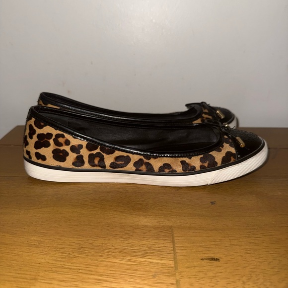 Tory Burch Black and Tan Leopard Flats Size 7.5